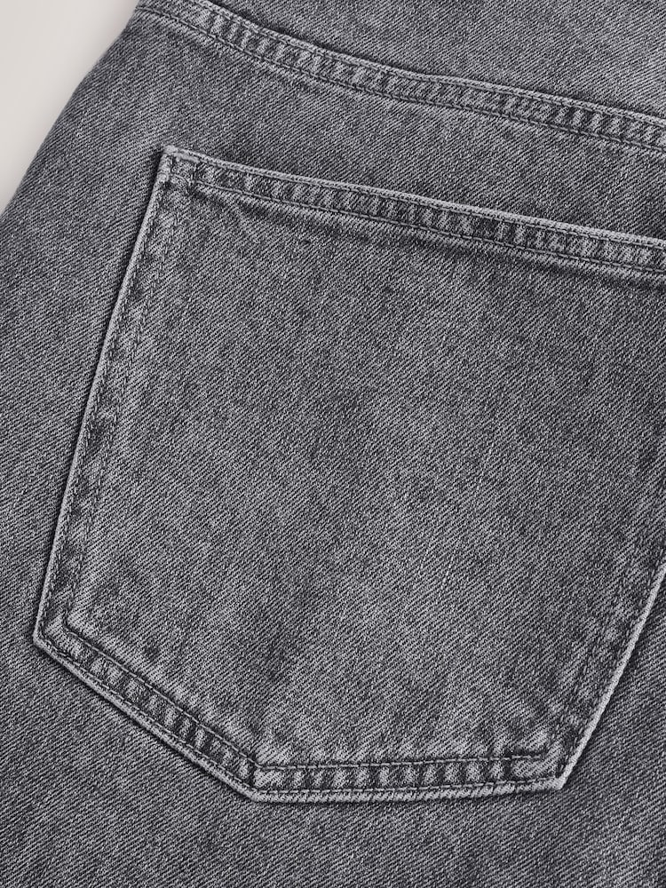 Grey Straight Fit Stretch Denim Shorts - Image 6 of 8