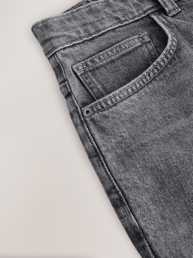 Grey Straight Fit Stretch Denim Shorts - Image 7 of 8
