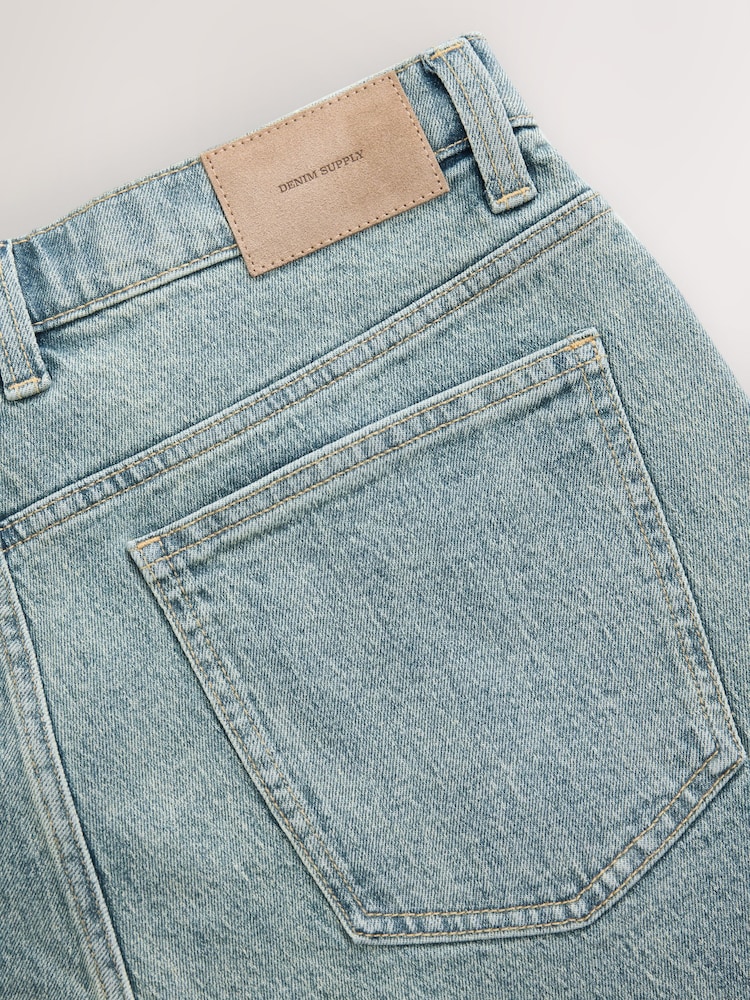 Light Blue Tint Slim Fit Stretch Denim Shorts - Image 7 of 9
