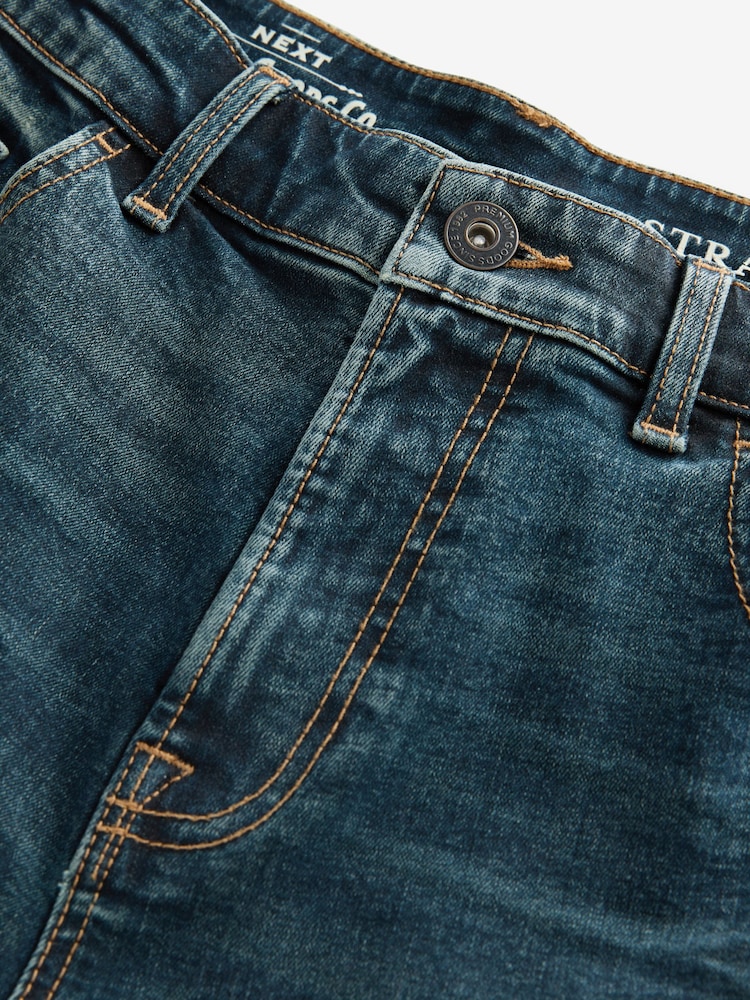 Dark Wash Straight Fit Stretch Denim Shorts - Image 3 of 5
