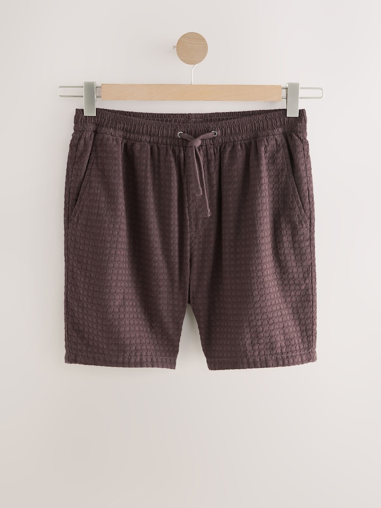 Burgunderrot - Shorts aus 100% Baumwolle mit Struktur und Kordelzug in der Taille - Image 6 of 9