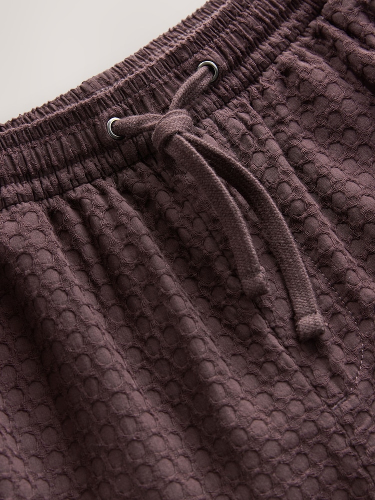 Burgunderrot - Shorts aus 100% Baumwolle mit Struktur und Kordelzug in der Taille - Image 9 of 9