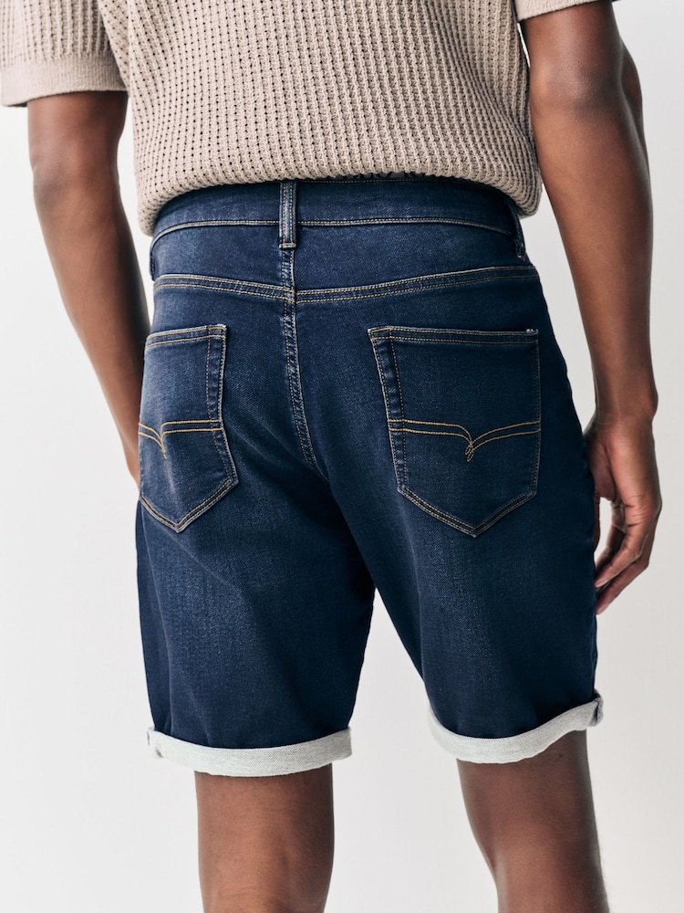 Dark Blue Comfort Stretch Denim Shorts - Image 10 of 10