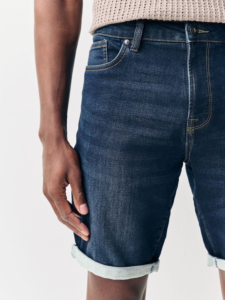 Dark Blue Comfort Stretch Denim Shorts - Image 10 of 10