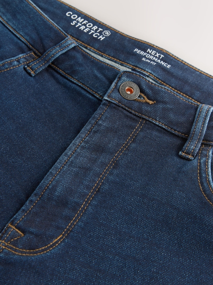 Dark Blue Comfort Stretch Denim Shorts - Image 5 of 10