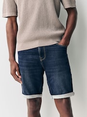 Dark Blue Comfort Stretch Denim Shorts - Image 8 of 10