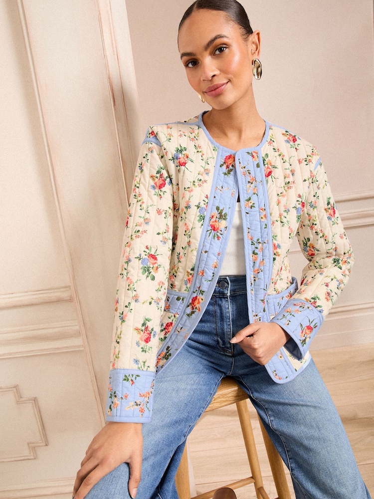 Love & Roses Floral Printed Quilted Jacket - Image 1 of 4