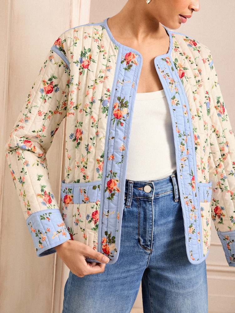 Love & Roses Floral Printed Quilted Jacket - Image 2 of 4