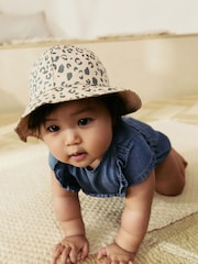 Neutral Leopard Print 100% Cotton Baby Bucket Hat (0mths-2yrs) - Image 1 of 8