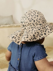 Neutral Leopard Print 100% Cotton Baby Bucket Hat (0mths-2yrs) - Image 2 of 8