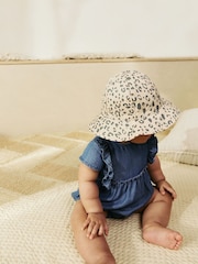 Neutral Leopard Print 100% Cotton Baby Bucket Hat (0mths-2yrs) - Image 5 of 8