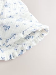 White/Blue Ditsy Floral Print 100% Cotton Baby Bucket Hat (0mths-2yrs) - Image 5 of 6