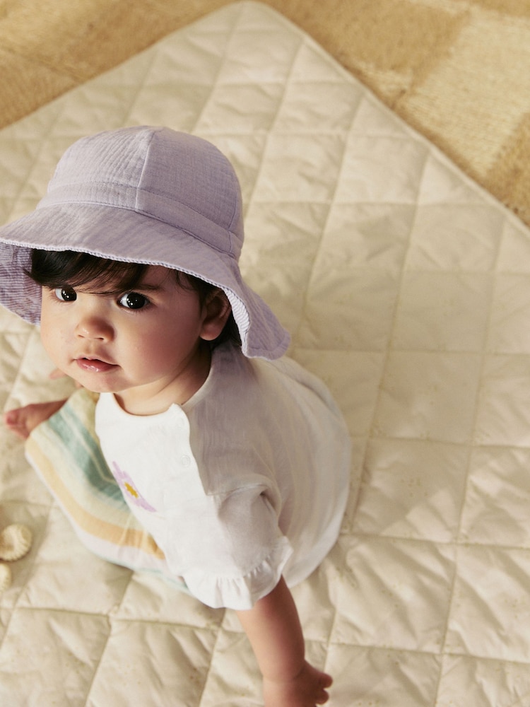 Pink/Flieder - Baby-Sommermütze aus 100 % Baumwolle, 2er-Pack (0Monate–2Jahre) - Bild 2 von 8