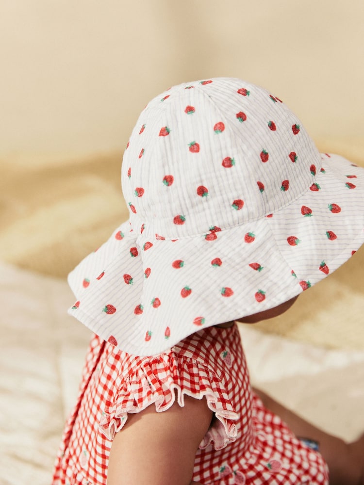 Blau Erdbeere und Vichy-Karos - Baby-Sommermütze aus 100 % Baumwolle, 2er-Pack (0Monate–2Jahre) - Bild 6 von 6 Blau Erdbeere und Vichy-Karos - Baby-Sommermütze aus 100 % Baumwolle, 2er-Pack (0Monate–2Jahre) - Bild 6 von 6