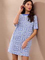 William Morris Print 100% Cotton T-Shirt Dress - Image 1 of 8