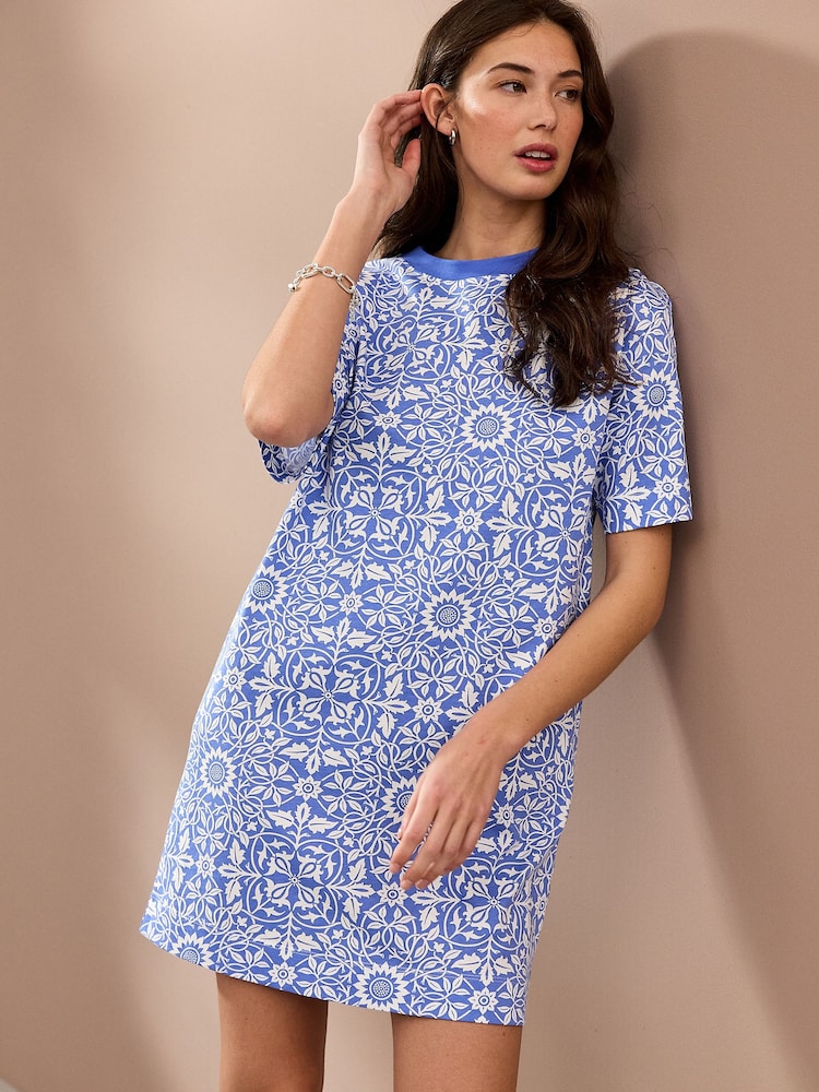 William Morris Print 100% Cotton T-Shirt Dress - Image 1 of 8