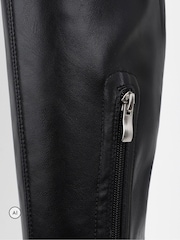 Simmi London Black Jon Knee High Heeled Chunky Stretch Boots - Image 3 of 4