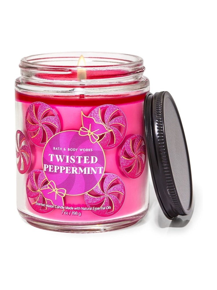 Bath & Body Works Twisted Peppermint Single Wick Candle 8 oz / 227 g - Image 1 of 1