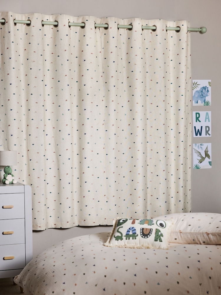 Mini Dino Eyelet Blackout Curtains - Image 2 of 7 Mini Dino Eyelet Blackout Curtains - Image 2 of 7