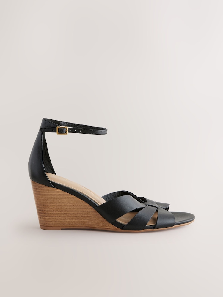 Schwarz - Forever Comfort® Premium Leather With Motionflex Strap Detail Wedges - Bild 2 von 5 Schwarz - Forever Comfort® Premium Leather With Motionflex Strap Detail Wedges - Bild 2 von 5