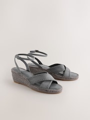 Blue Forever Comfort® Round Toe Cross-Over Espadrilles Wedges - Image 1 of 5