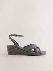 Blue Forever Comfort® Round Toe Cross-Over Espadrilles Wedges - Image 2 of 5