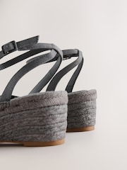 Blue Forever Comfort® Round Toe Cross-Over Espadrilles Wedges - Image 5 of 5