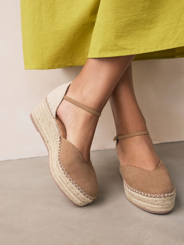 Sand Standard/Wide Fit Forever Comfort® Closed Toe Platform Espadrille Wedges - Image 2 of 8