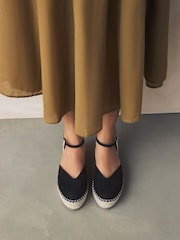 Black Standard/Wide Fit Forever Comfort® Closed Toe Platform Espadrille Wedges - Image 2 of 11