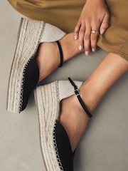 Black Standard/Wide Fit Forever Comfort® Closed Toe Platform Espadrille Wedges - Image 5 of 11
