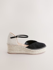 Black Standard/Wide Fit Forever Comfort® Closed Toe Platform Espadrille Wedges - Image 8 of 11