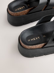 Black Forever Comfort® Leather Strap Buckle Detail Sandals - Image 7 of 7