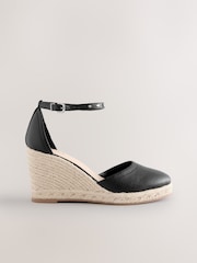 Black Forever Comfort® Round Toe Espadrille Stud Detail Wedges - Image 2 of 4
