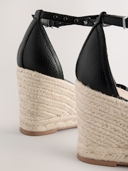 Black Forever Comfort® Round Toe Espadrille Stud Detail Wedges - Image 3 of 4