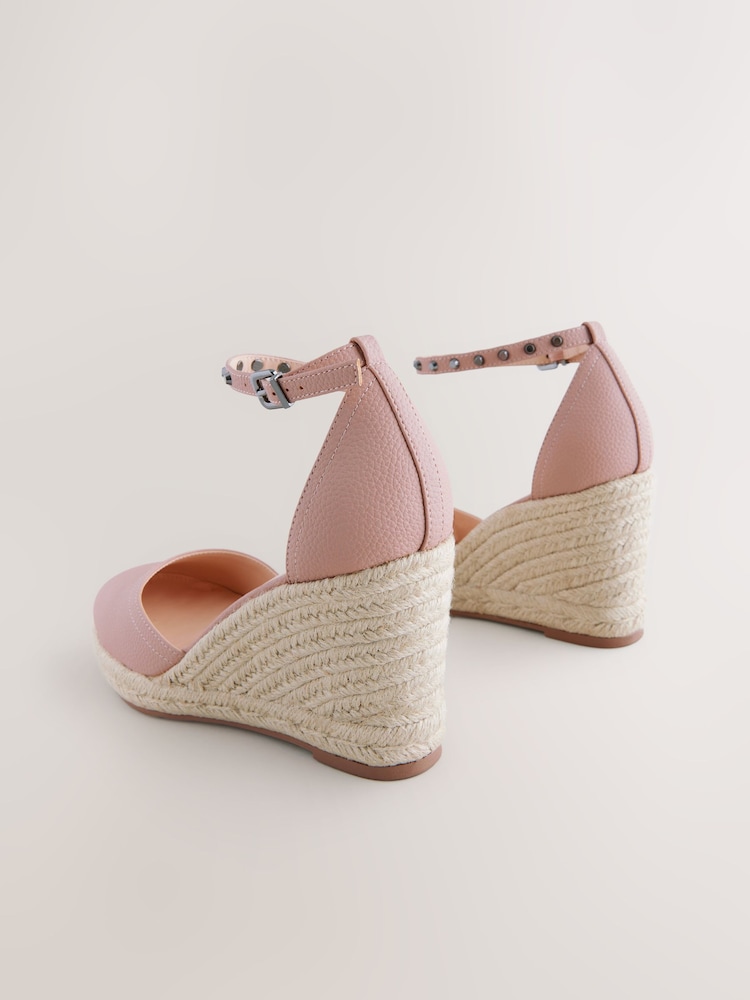 Pink Forever Comfort® Round Toe Espadrille Stud Detail Wedges - Image 2 of 5