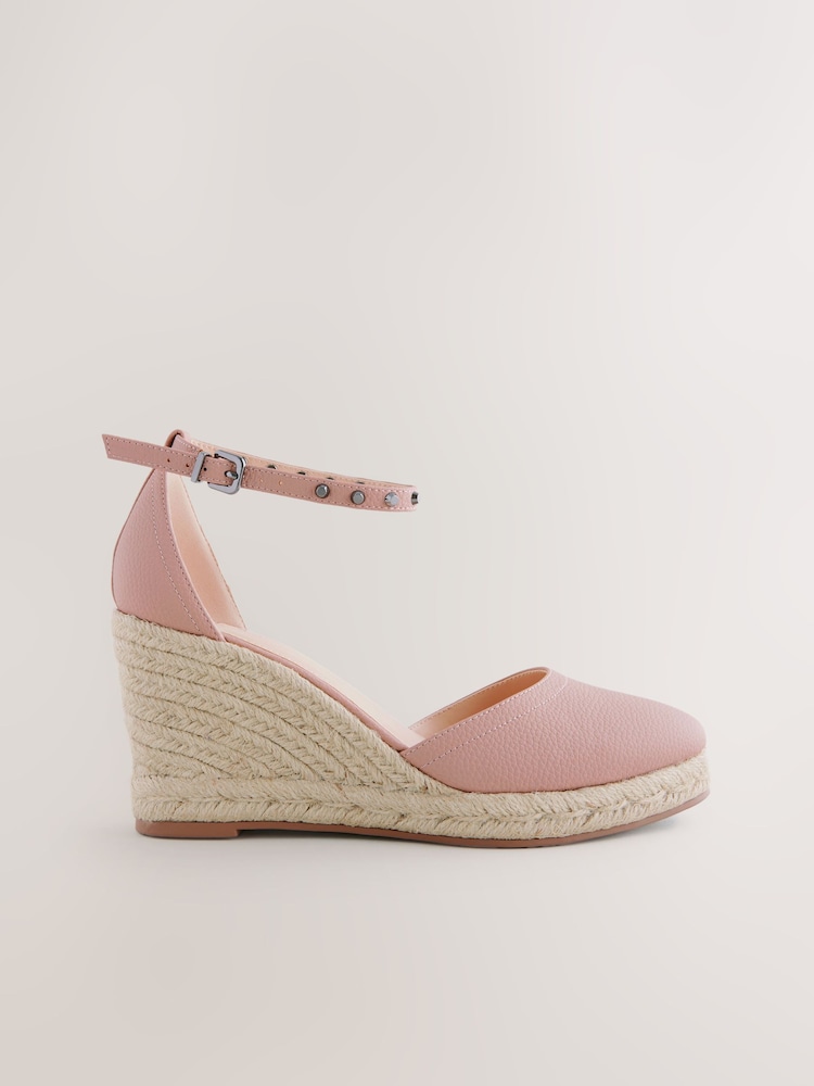 Pink Forever Comfort® Round Toe Espadrille Stud Detail Wedges - Image 3 of 5