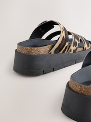 Leopard Print Forever Comfort® Leather Strap Buckle Detail Sandals - Image 5 of 6