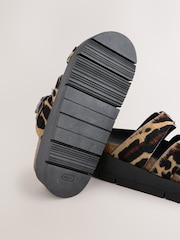 Leopard Print Forever Comfort® Leather Strap Buckle Detail Sandals - Image 6 of 6