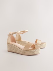 Gold Forever Comfort® Round Toe Flatform Espadrilles Wedges Sandals - Image 1 of 5