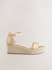 Gold Forever Comfort® Round Toe Flatform Espadrilles Wedges Sandals - Image 2 of 5