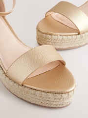 Gold Forever Comfort® Round Toe Flatform Espadrilles Wedges Sandals - Image 4 of 5