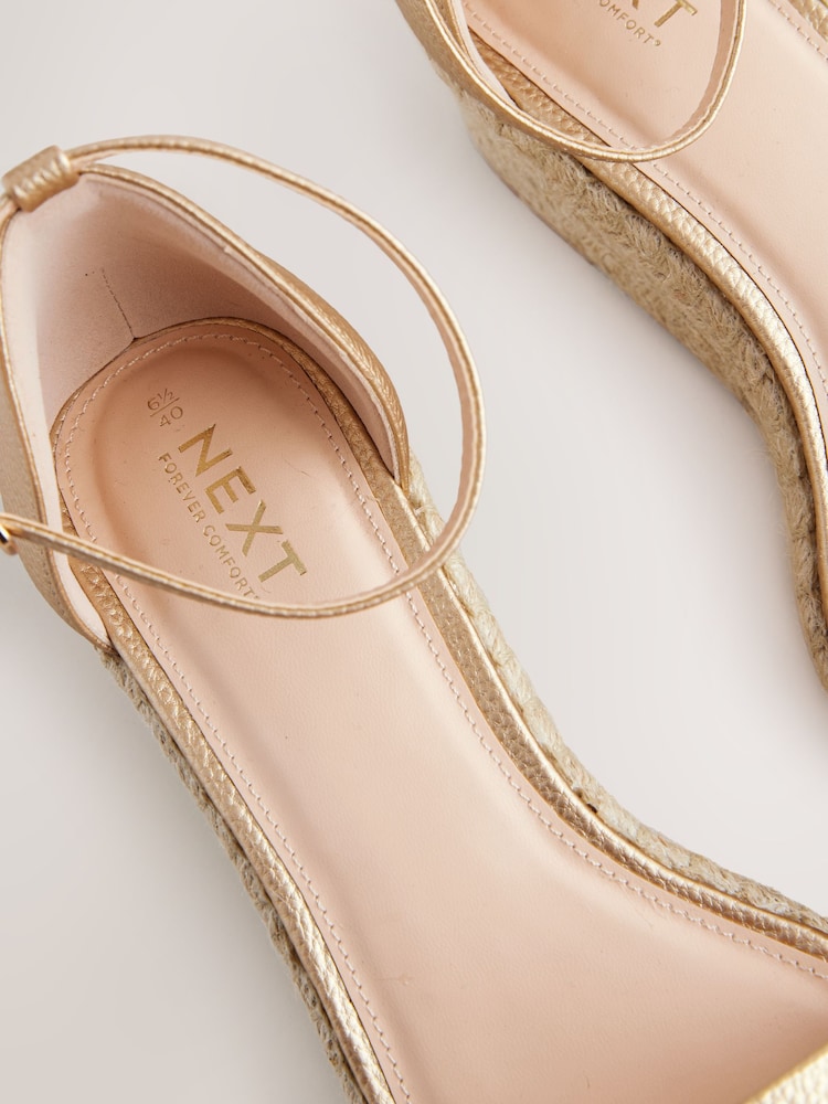 Gold Forever Comfort® Round Toe Flatform Espadrilles Wedges Sandals - Image 5 of 5