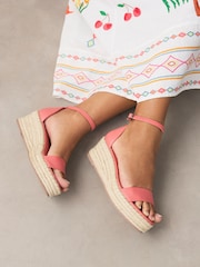 Coral Pink Forever Comfort® Round Toe Flatform Espadrilles Wedges Sandals - Image 1 of 8