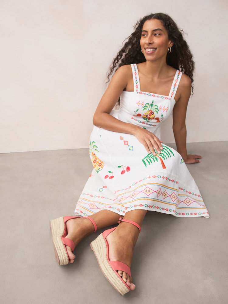 Coral Pink Forever Comfort® Round Toe Flatform Espadrilles Wedges Sandals - Image 2 of 8