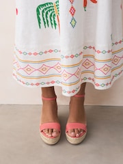 Coral Pink Forever Comfort® Round Toe Flatform Espadrilles Wedges Sandals - Image 3 of 8
