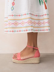 Coral Pink Forever Comfort® Round Toe Flatform Espadrilles Wedges Sandals - Image 4 of 8