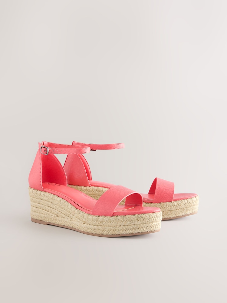 Coral Pink Forever Comfort® Round Toe Flatform Espadrilles Wedges Sandals - Image 5 of 8