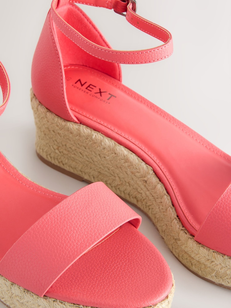 Coral Pink Forever Comfort® Round Toe Flatform Espadrilles Wedges Sandals - Image 8 of 8