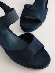 Navy Standard Fit Forever Comfort® Round Toe Elastic Strap Detail Wedges - Image 3 of 5