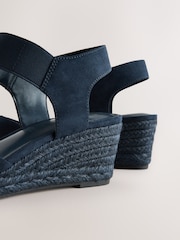 Navy Standard Fit Forever Comfort® Round Toe Elastic Strap Detail Wedges - Image 4 of 5